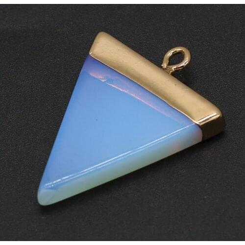 Triangle Natural Gemstone Black Agate Rose Quartz Pendant for Jewelry Making DIY Bracelet Necklace Jewelry Accessories