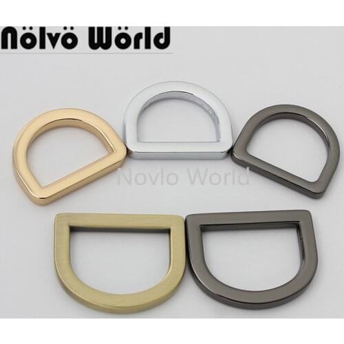 10-50pcs 3.0mm 4.0mm wire 3/4'' 1'' alloy die-casting closed flat edge d shape ring for crossbody bags D ring purse hardware
