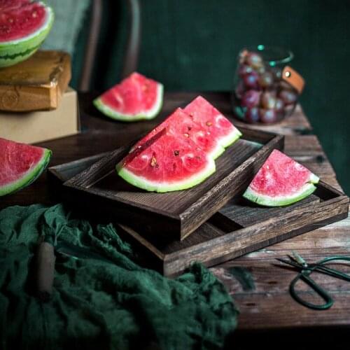 Retro Wooden Pallet Rectangular Storage Tray Hotel Dessert Dinner Tea Food Tableware Serving Tray Home Kitchen Tool