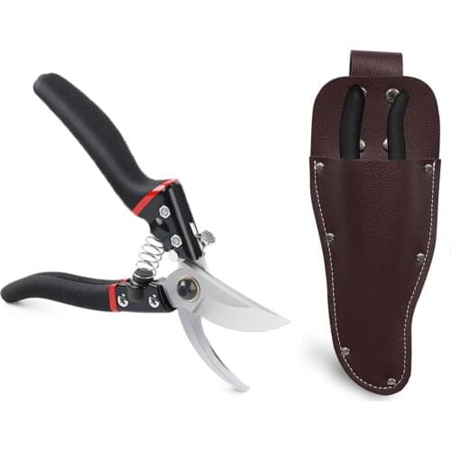 Garden Shears Pruner Secateurs Pruning Scissors Bypass Sharpener Clippers Cowhide Scissors Cover for Bonsai Flower Cultivating