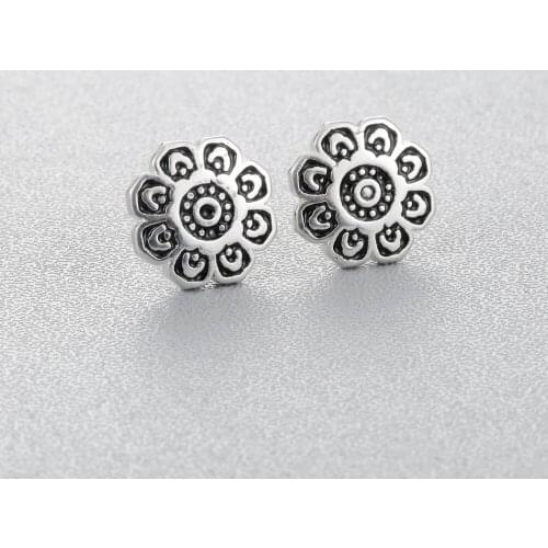 Chandler Antique silver color Flower Earring For Girls Classic Muslim Amulet Earrings Unisex Online Sentiment Shopping India