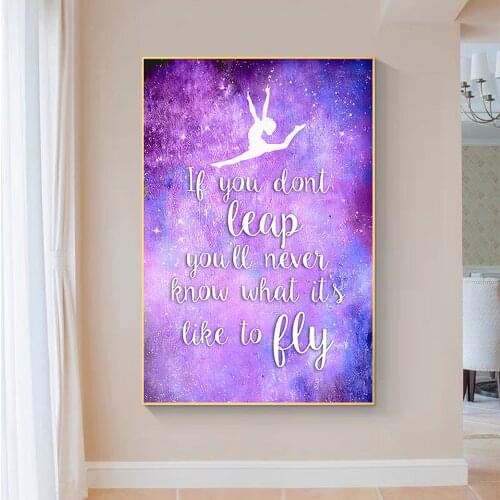 SP103 Silk Cloth Wall Poster Gymnastic If you don't LEAP quote girl Art Home Decoration Gift