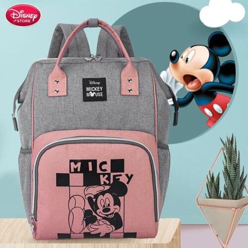 Disney Mommy Bag New Outing Backpack Classic Trend Portable Mommy Bag Multifunctional Large Capacity Hook Shoulder Baby Bag