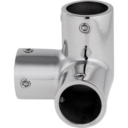 Boat Handrail Rail Tee Fitting 7/8 inch 90 Degree 3 Way Corner Elbow -Marine 316 Stainless Steel - Silver