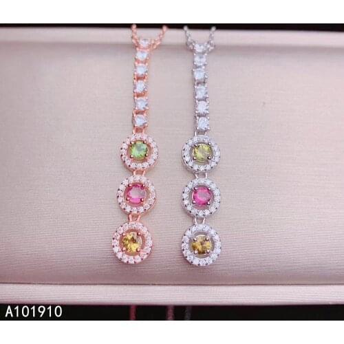 KJJEAXCMY boutique jewelry 925 sterling silver inlaid Natural Tourmaline necklace Womens pendant Support detection fashion