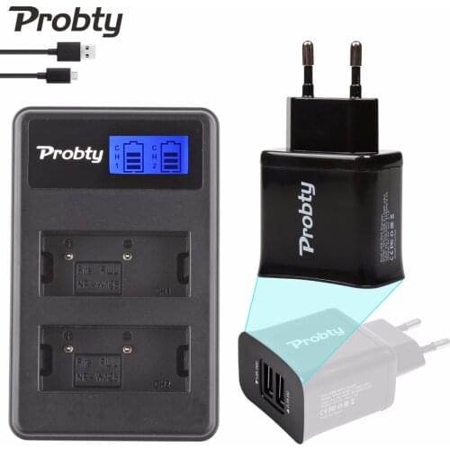 Probty NP-W126 NP W126 USB Dual Charger + 2-Port Plug for Fuji FinePix HS30EXR HS33EXR HS50EXR X-A1 X-E1 X-E2 X-M1 X-Pro1 Camera