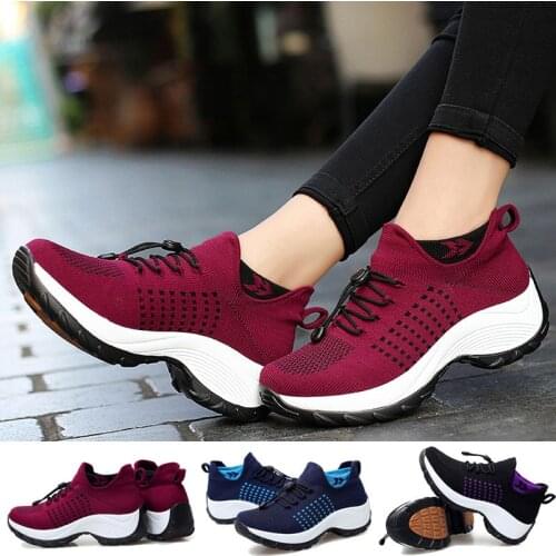 Tenis Feminino Women Wedge Platform Sneakers Breathable Sock Footwear Ourdoor Ladies Tennis Shoes Tenis De Mujer Thick Sole Shoe