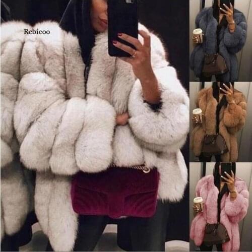 Plus size 4XL fluffy jacket Overcoat Collar New Luxury Womens Warm Coat Winter Thick Long-Sleeved Clothes Plush Thick Outwear