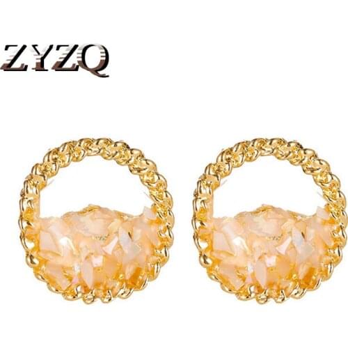 ZYZQ Hot Sale Hong Kong Style Female Round Broken Crystal Earrings Small Exquisite Frosted Brincos Birthday Present For Women