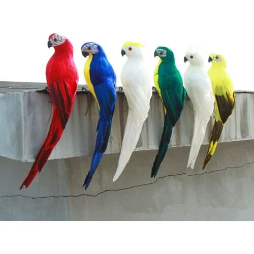 1PC Handmade Simulation Parrot Creative Feather Lawn Figurine Ornament Animal Bird Garden Bird Prop Decoration Miniature