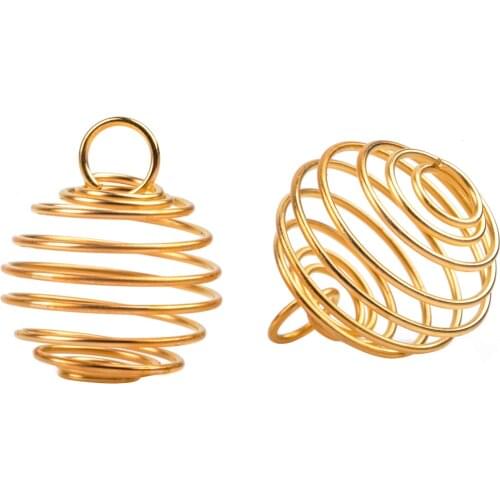 10pcs Gold Spiral Bead Cages Pendant For Women Men DIY Jewelry Making Supplies 25mm Metal Necklaces & Pendants Jewellery Finding