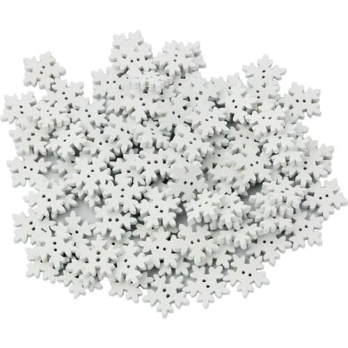 100pcs 2-holes Snowflake Wooden Buttons For Clothes Sewing Scrapbooking
