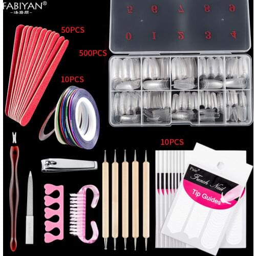 100Pcs Nail Art Box Clear Half Transparent Acrylic UV Gel French False Fake Nail Wholesale Manicure Tools