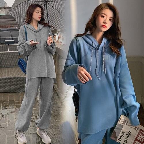 133# Autumn Sports Casual Cotton Maternity Sweatshirts Sweatpants Sets Loose Hoodies Suits Clothes for Pregnant Women Pregnancy