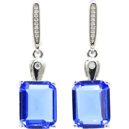 25x18mm Elegant Created White Bright Cubic Zircon For Women Daily Wear Silver Stud Earrings Wholesale Drop Shipping