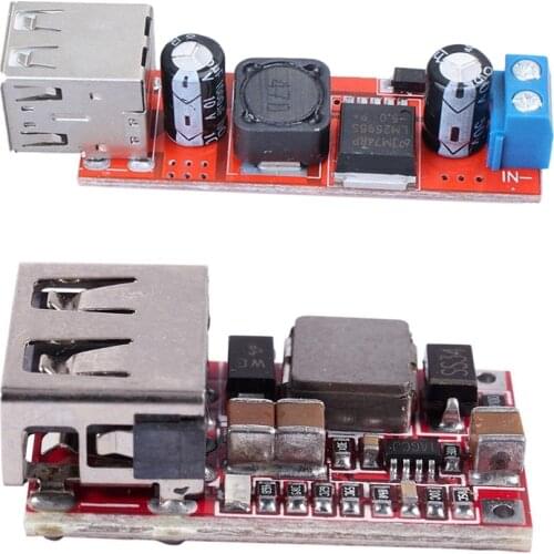6-24V 12V/24V to 5V 3A Car USB Charger Module DC Buck Step Down Converter DIY Red & Dual USB 9V/12V/24V/36V to 5V Converter DC-D