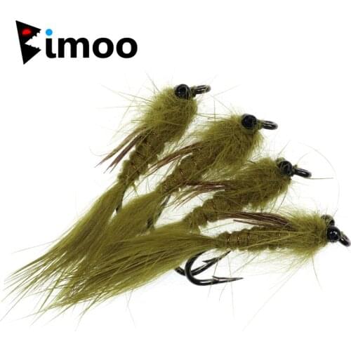 Bimoo 4PCS #10 Olive Living Dragon Fly Nymph Streamer for Trout Fly Fishing Tackle Bait Lure