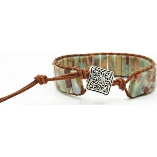 Unisex Bohemian Bracelets Tube Natural Stonse Single Leather Wrap Bracelet Beaded Couples Bracelet Bestfriend Gifts Dropship