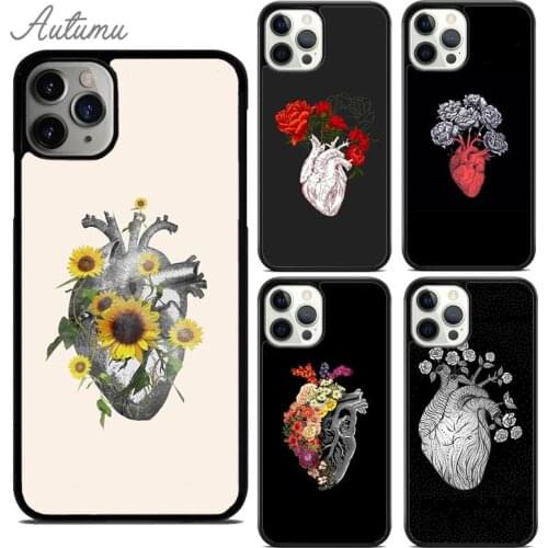 Flower Heart Phone Case for iPhone 11 12 Pro Max mini X XR XS SE 2020 5 6S 7 8 Plus Samsung Galaxy S8 S9 S10 Cover shell