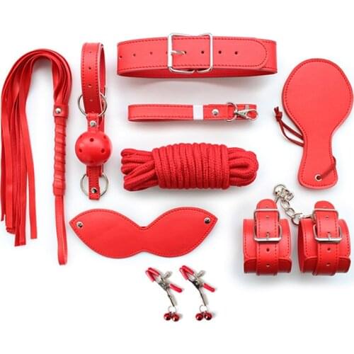 DOMI 8pcs/set PU Leather Couple BSDM Sex Accessories Bondage Leather Set