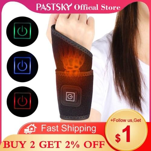 PASTSKY Electric Heating Wristband Wrist Wrap Self-Heating Brace With Wormwood Bag 3 Temperature Levels Arthritis Pain Relief