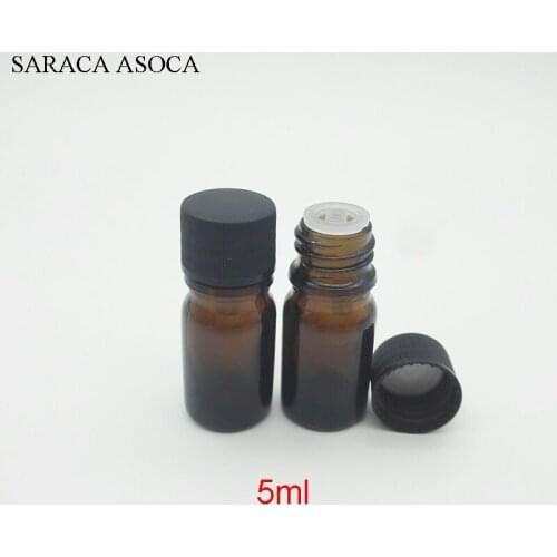5ml Amber Glass Essential Oil Bottle with cap Brown Vial Small Essential Oil Bottle Perfume Sample Tubes Bottles 60pcs/lot