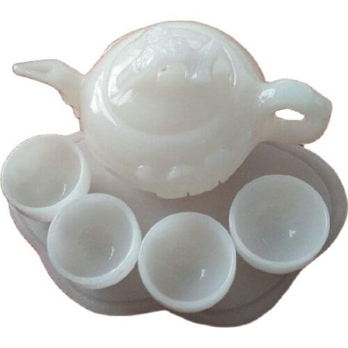 Chinese Natural jade ornaments Afghanistan white jade tea teapot wine