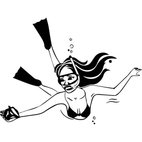 Beautiful Girl Diving Decals High Quality Car Window Decoration Personality Pvc Waterproof Decals Black/white, 17cm*13cm