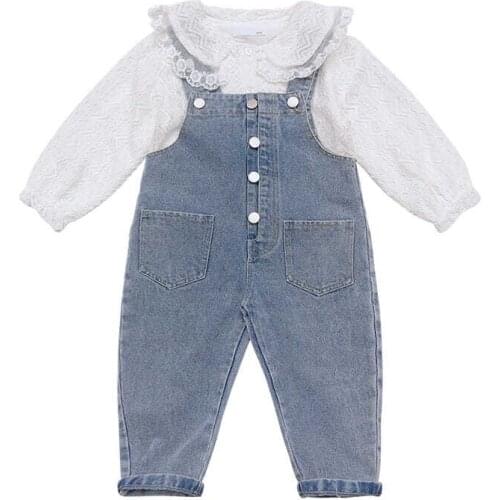 2021 Summer Autumn New Girls' Suit Two Piece Set Children Girls Clothing Korean Childrens Jeans Baby Girl Kids Clothes Casual