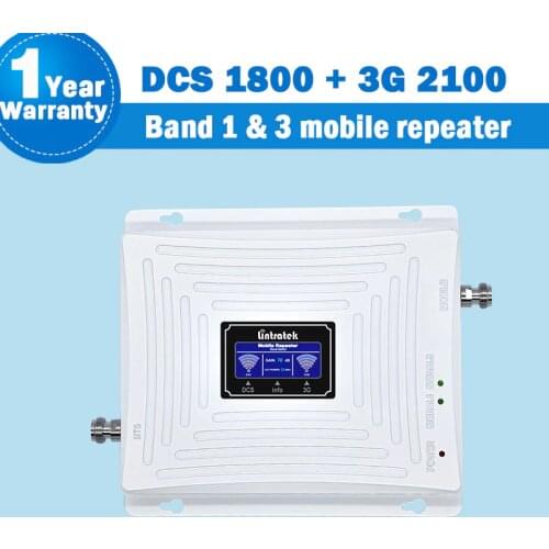 Lintratek 3G 4G WCDMA/DCS/LTE Signal Dual Band Repeater Display Band 1&3 1800/2100MHz Mobile Phone Cellular Signal Booster S65