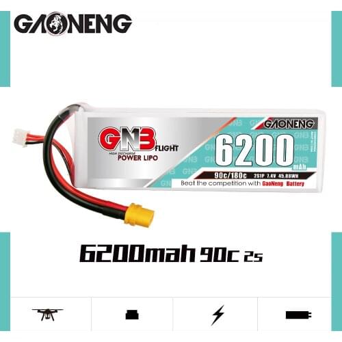 Gaoneng GNB 6200mAh 2S 7.4V 90C/180C Lipo Battery With XT60 EC5 XT90S Plug For RC Aircraft Airplane RC Car Boat Parts
