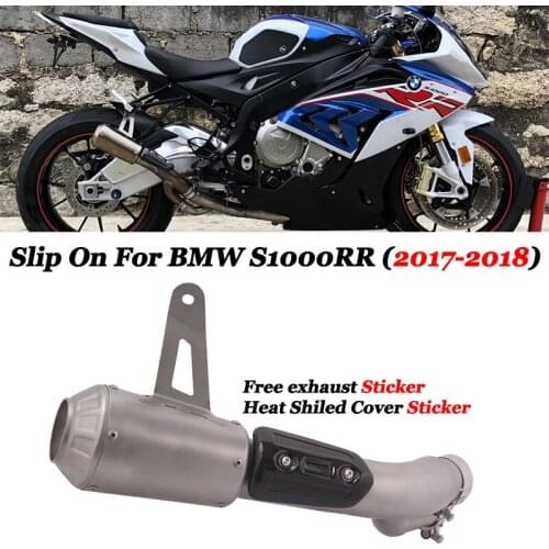 Motorcycle GP Exhaust Escape Modified Mid Link Pipe Muffler Carbon Fiber Heat Shield Cover Slip On For BMW S1000RR 2017 2018