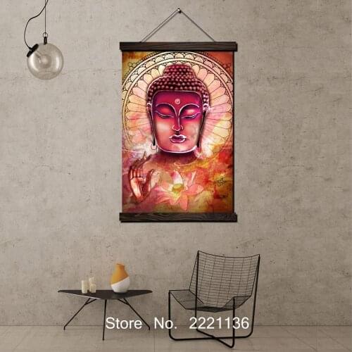 Buddha Mural HD Paint Scroll Painting HD Wall Art Hanging Canvas Painting HD Printed Pictures for Living Room Decoration