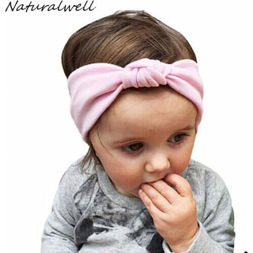 Naturalwell solid hairbands for Newborn girls Cotton hair wrap accessories elastic twist headdress best gift for kids HB443