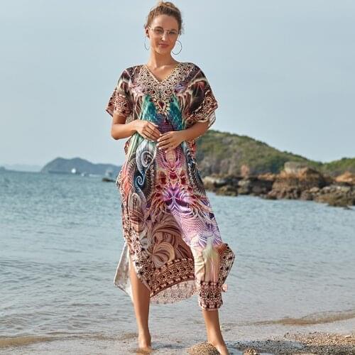 New Cover-ups Quick-drying polyester Location Design Robe Vacation Casual Beach Maxi Dress Bikini Cover up Top blouse Beachwear