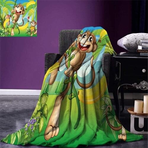 Nursery Blanket Two Monkeys Near the Banana Plant Tropical Nature Landscape Vine Funny Animals Apes Warm Blankets for Beds