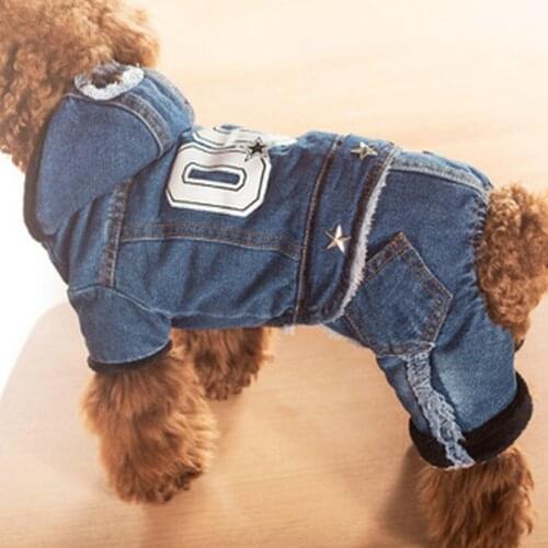 Wholesale Autumn Winter Xs Dog Clothes For Small Dogs Boy Teddy Fleece Thick Wadded Jean Jumpsuits Puppy Hoodie Pet Clothing