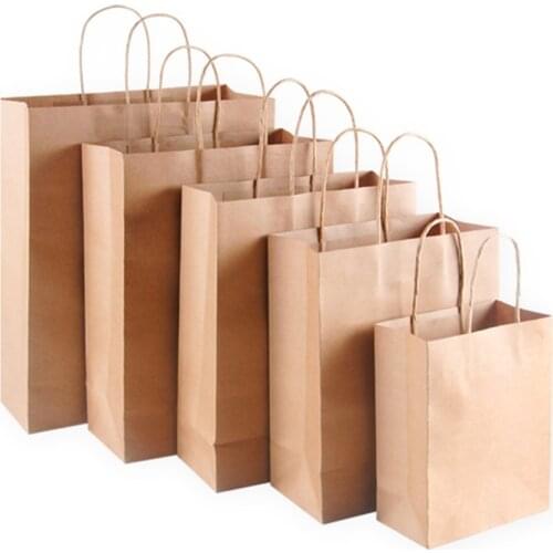 3Size Kraft Paper Bags Wedding Gifts for Guests Packaging Box Cookie Gift Bags with Handles Baby Shower Gift Party Packaging Bag