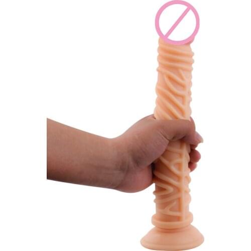 Realistic Dildo with Strong Suction Cup Erotic Highlight Stripes Dildo Sex Toys for Woman Artificial Penis G-Spot Simulation