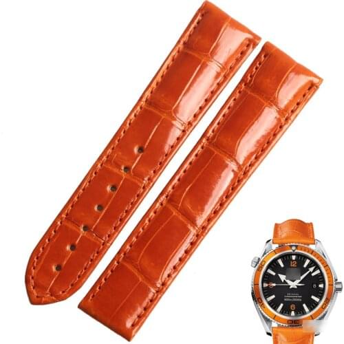WENTULA watchbands for OMEGA SEAMASTER 2909.50.38 orange alligator skin /crocodile grain 22mm watch band