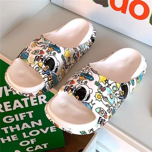 Women Men Summer Slippers Beach Slides Sandals Flip Flops Cartoon Dinosaur Thick Platfrom Bottom Comfort Ladies Couples Shoes