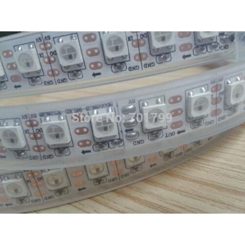 5m DC5V WS2812B led pixel srip,waterproof in silicon tube,96pcs WS2812B/M with 96pixels;WHITE PCB,only 4PIN
