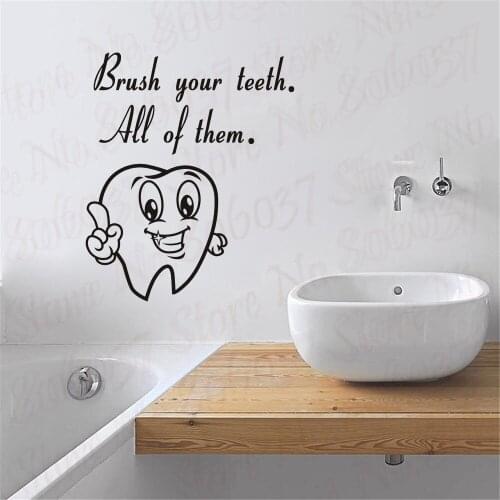 Dental Clinic Wall Decal Bathroom Poster Vinyl Wall Decals Decor Mural Orthodontics Tooth Brushing Teeth Sticker WL1839