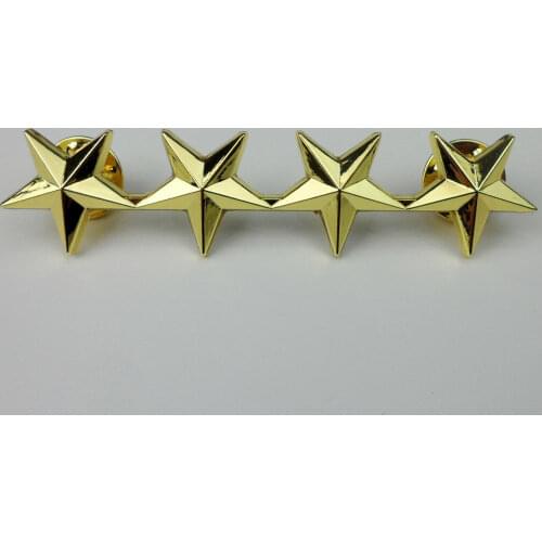 Military Four Star Beret Cap Badge Golden Star Pin 2 3/4