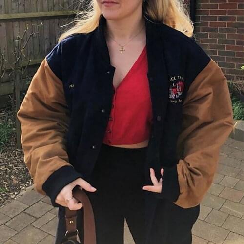 B-TOTO American Retro Stitching Contrast Color Baseball Uniform Jacket Female Ins Tide Spring And Autumn Thin Jacket 2021