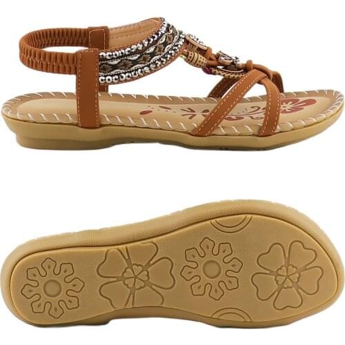 2021 Retro Womens Sandals Fashion Flower Print Sewing Shoes Rhinestone Design Summer Sandals Soft Paltform Elastic Band Sandals