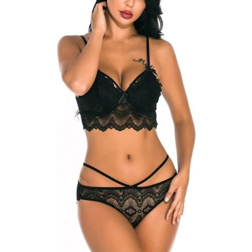 Women Sexy Lace Lingerie Babydoll See-through Wireless Bra Set G-string Underwear Nightwear Underwear Bra Brief Sets #T5P