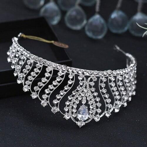ZMHP325 Silver Hollow Out Rhinestone Bride Crown Wedding Hair Accessories Headwear Girl Bachelorette Party Tiara Girlfriend Gift