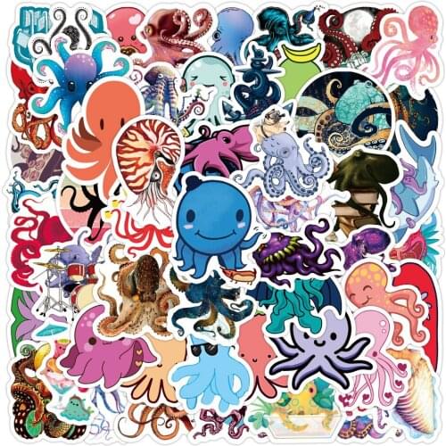 10/30/50/100pcs Cute Octopus Cartoon Stickers Graffiti Toy Waterproof Laptop Luggage Notebook Guitar Car Kids Sticker DIY Decals
