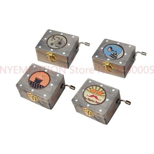 New Pretty Wooden Music Box Hand Crank Music Box Boutique Home Decor Gifts Crafts Birthday Small Gifts Music Box Mechanism 10pcs